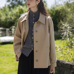 2色 きれいめ オトナ女子のショート丈コート【春秋】ネイビーブルー・ベージュ 17枚目の画像