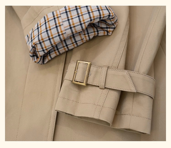 2色 きれいめ オトナ女子のショート丈コート【春秋】ネイビーブルー・ベージュ 6枚目の画像