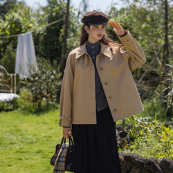 2色 きれいめ オトナ女子のショート丈コート【春秋】ネイビーブルー・ベージュ 16枚目の画像