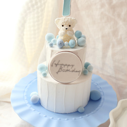 推し活　シャボン玉のカラフルな世界⭐︎ミニ2段クレイケーキ☆誕生日ケーキ　撮影アイテム　何歳でも承ってます♪ 6枚目の画像