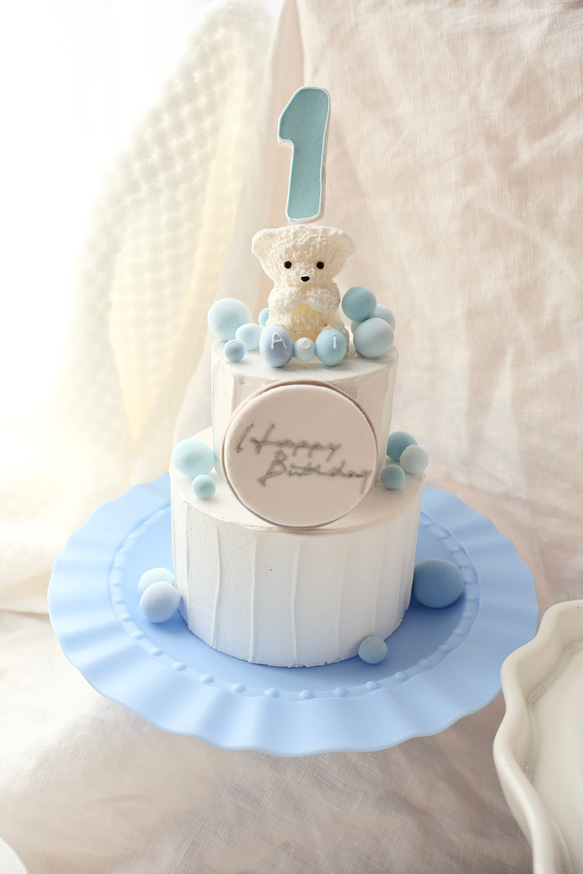 推し活　シャボン玉のカラフルな世界⭐︎ミニ2段クレイケーキ☆誕生日ケーキ　撮影アイテム　何歳でも承ってます♪ 6枚目の画像