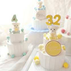 推し活　シャボン玉のカラフルな世界⭐︎ミニ2段クレイケーキ☆誕生日ケーキ　撮影アイテム　何歳でも承ってます♪ 2枚目の画像