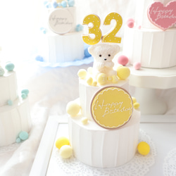 推し活　シャボン玉のカラフルな世界⭐︎ミニ2段クレイケーキ☆誕生日ケーキ　撮影アイテム　何歳でも承ってます♪ 8枚目の画像
