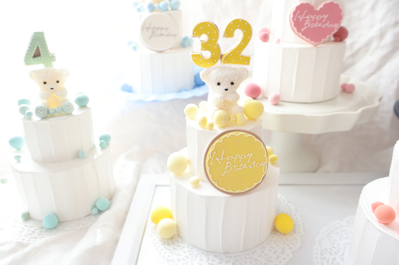 推し活　シャボン玉のカラフルな世界⭐︎ミニ2段クレイケーキ☆誕生日ケーキ　撮影アイテム　何歳でも承ってます♪ 8枚目の画像