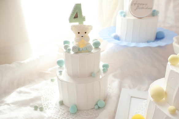 推し活　シャボン玉のカラフルな世界⭐︎ミニ2段クレイケーキ☆誕生日ケーキ　撮影アイテム　何歳でも承ってます♪ 7枚目の画像