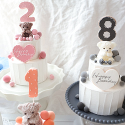 推し活　シャボン玉のカラフルな世界⭐︎ミニ2段クレイケーキ☆誕生日ケーキ　撮影アイテム　何歳でも承ってます♪ 5枚目の画像