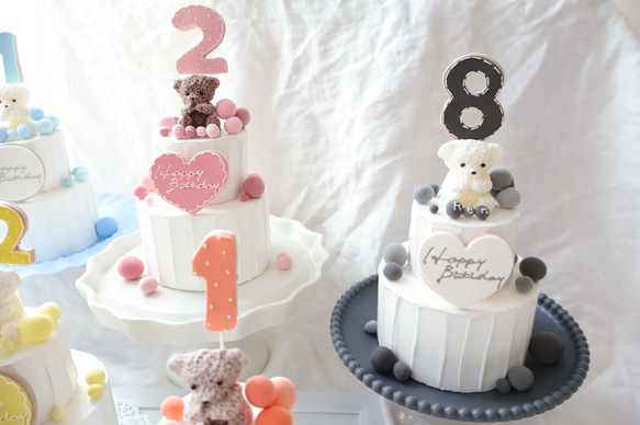 推し活　シャボン玉のカラフルな世界⭐︎ミニ2段クレイケーキ☆誕生日ケーキ　撮影アイテム　何歳でも承ってます♪ 5枚目の画像