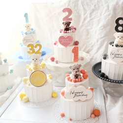 推し活　シャボン玉のカラフルな世界⭐︎ミニ2段クレイケーキ☆誕生日ケーキ　撮影アイテム　何歳でも承ってます♪ 1枚目の画像