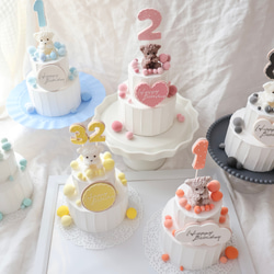 推し活　シャボン玉のカラフルな世界⭐︎ミニ2段クレイケーキ☆誕生日ケーキ　撮影アイテム　何歳でも承ってます♪ 12枚目の画像