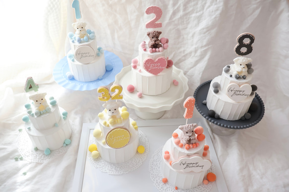 推し活　シャボン玉のカラフルな世界⭐︎ミニ2段クレイケーキ☆誕生日ケーキ　撮影アイテム　何歳でも承ってます♪ 12枚目の画像