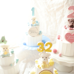 推し活　シャボン玉のカラフルな世界⭐︎ミニ2段クレイケーキ☆誕生日ケーキ　撮影アイテム　何歳でも承ってます♪ 4枚目の画像