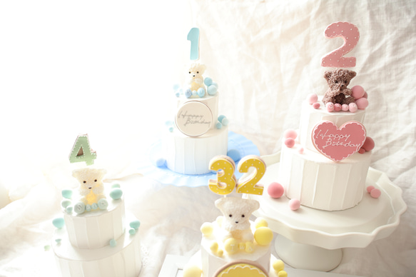 推し活　シャボン玉のカラフルな世界⭐︎ミニ2段クレイケーキ☆誕生日ケーキ　撮影アイテム　何歳でも承ってます♪ 4枚目の画像