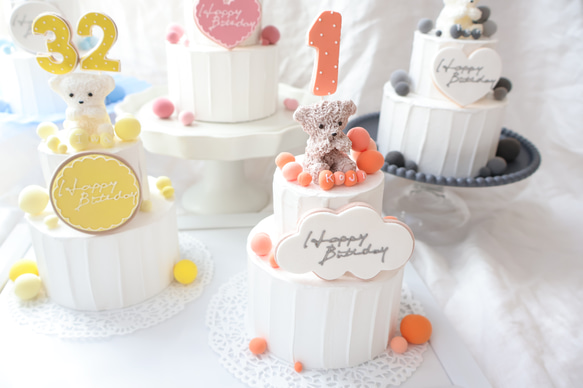 推し活　シャボン玉のカラフルな世界⭐︎ミニ2段クレイケーキ☆誕生日ケーキ　撮影アイテム　何歳でも承ってます♪ 9枚目の画像