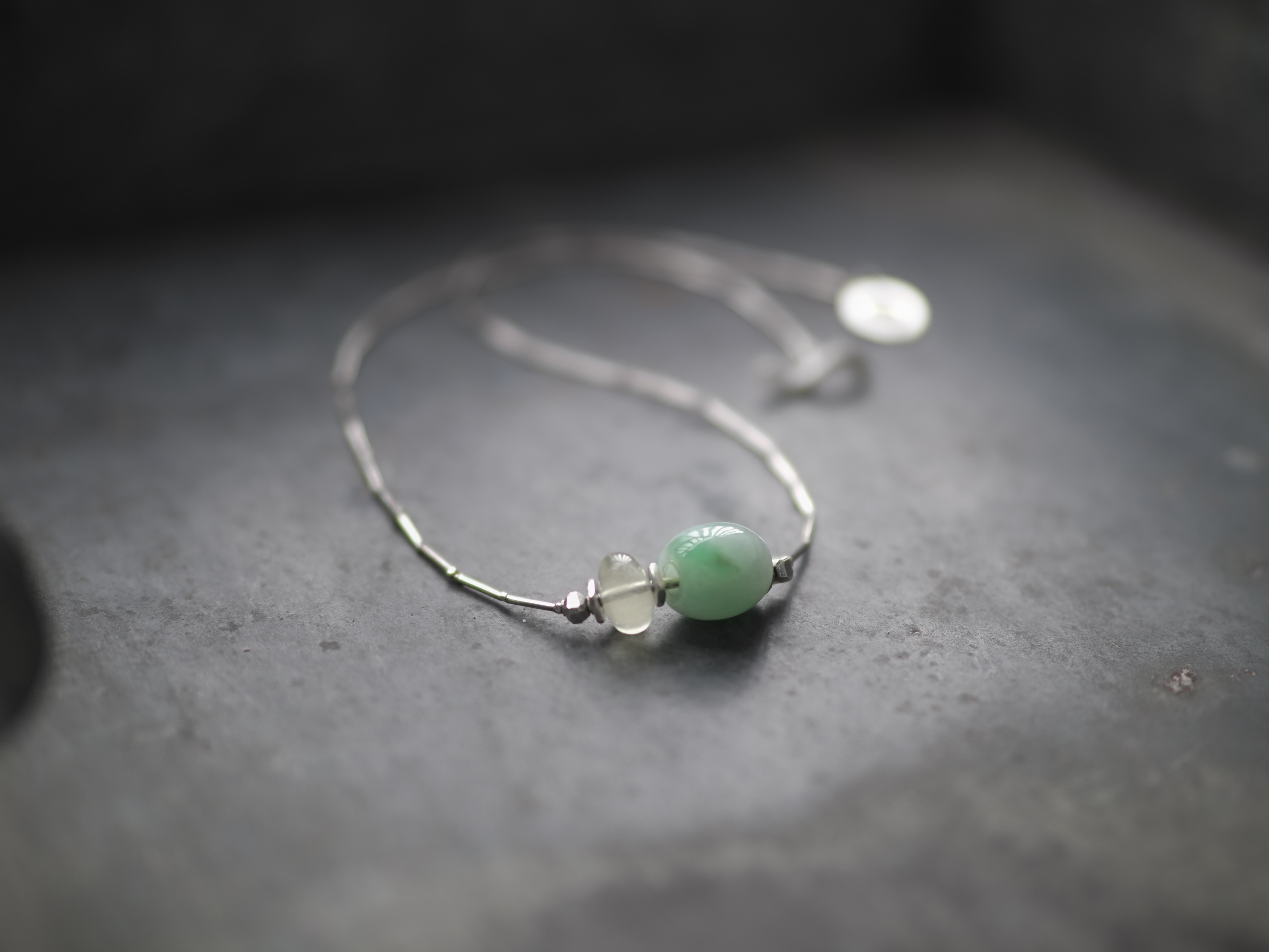 -Libyan glass・Jade- silver Necklace