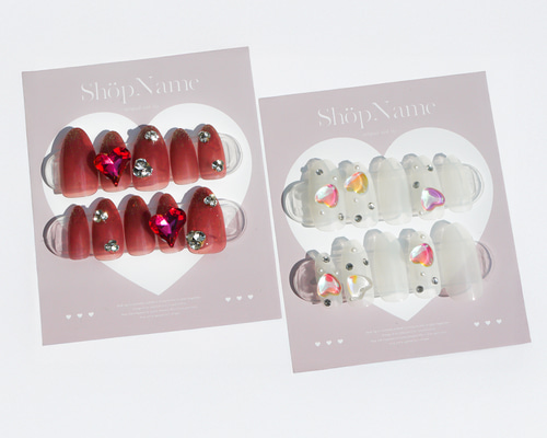 ハートデザイン ｜ ネイルチップ台紙 アクセ台紙 名刺 ショップカード