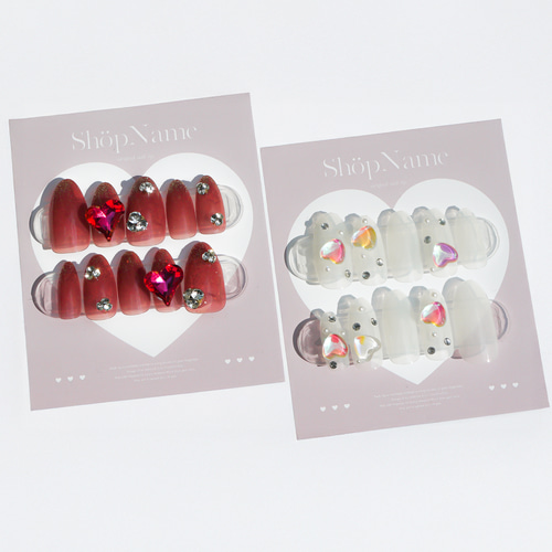 ハートデザイン ｜ ネイルチップ台紙 アクセ台紙 名刺 ショップカード