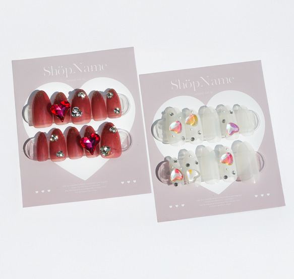 ハートデザイン ｜ ネイルチップ台紙 アクセ台紙 名刺 ショップカード