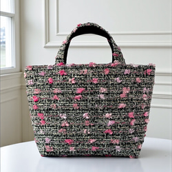 マチ広めトートバッグ ピンク ツイード さくら色 ご褒美 プレゼント