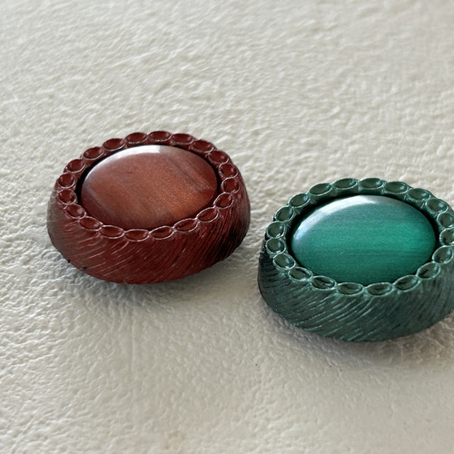 Japanese Vintage ボタン 24mm カボション オーバル型 グリーン