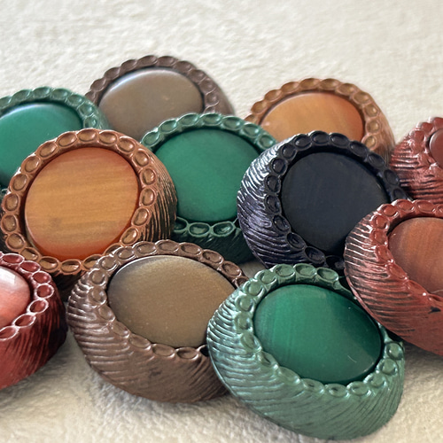 Japanese Vintage ボタン 24mm カボション オーバル型 グリーン