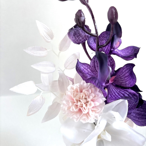 ❁ お供え花 モダン 紫の蘭 胡蝶蘭 ❁ 仏花 お供え花 アレンジメント