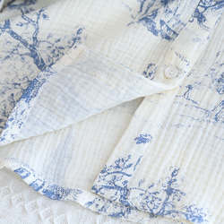 パジャマ レディース 前開き ワンピース 寝巻き 長袖 ネグリジェ 部屋着 ダブルガーゼ ロングカーディガン 9枚目の画像