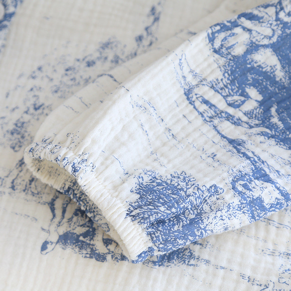 パジャマ レディース 前開き ワンピース 寝巻き 長袖 ネグリジェ 部屋着 ダブルガーゼ ロングカーディガン 10枚目の画像