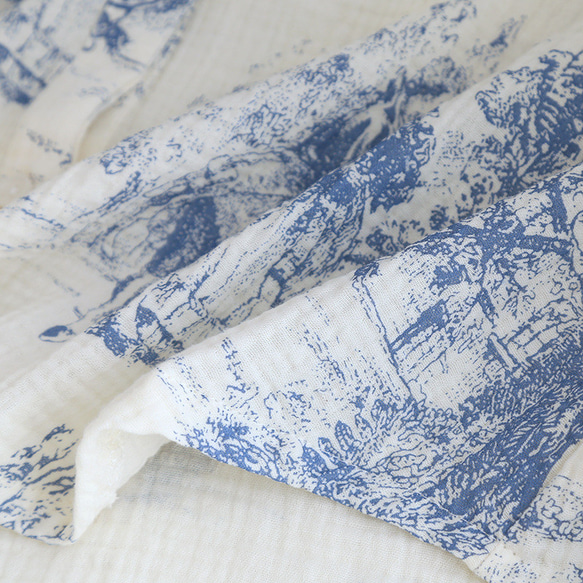 パジャマ レディース 前開き ワンピース 寝巻き 長袖 ネグリジェ 部屋着 ダブルガーゼ ロングカーディガン 6枚目の画像