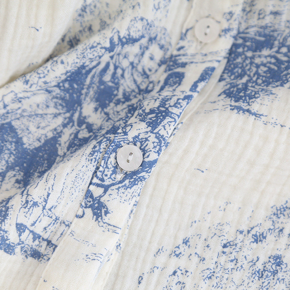 パジャマ レディース 前開き ワンピース 寝巻き 長袖 ネグリジェ 部屋着 ダブルガーゼ ロングカーディガン 5枚目の画像