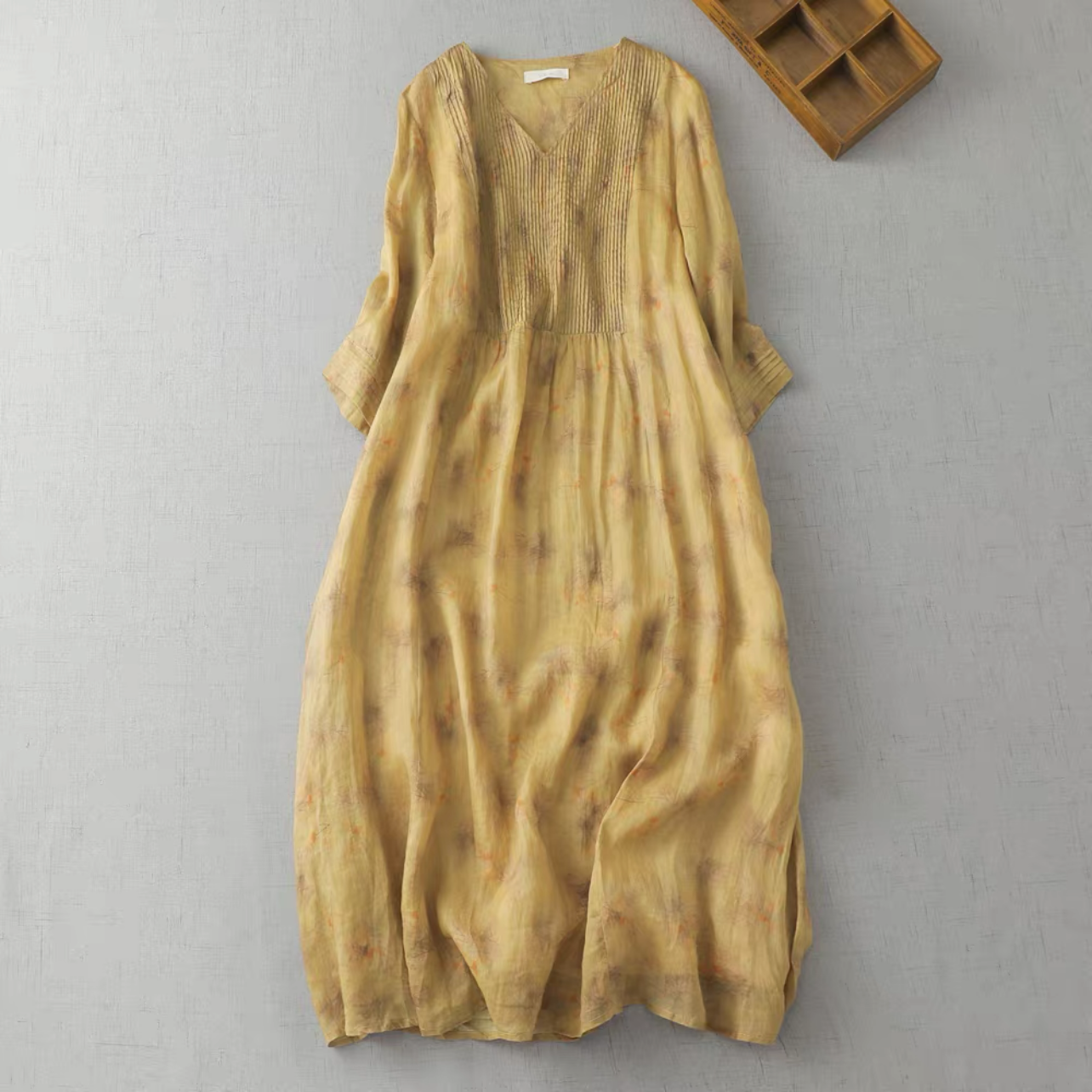 春秋ワンピース  ﻿大人カジュアルワンピース 綿麻ワンピース