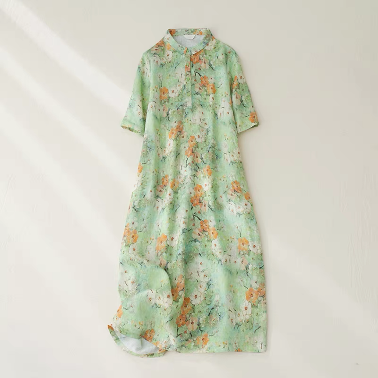 春秋ワンピース  ﻿大人カジュアルワンピース 綿麻ワンピース 4,423円