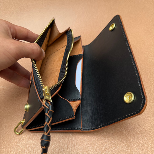 栃木レザー 茶芯 ロング トラッカーウォレット 長財布 twins leather