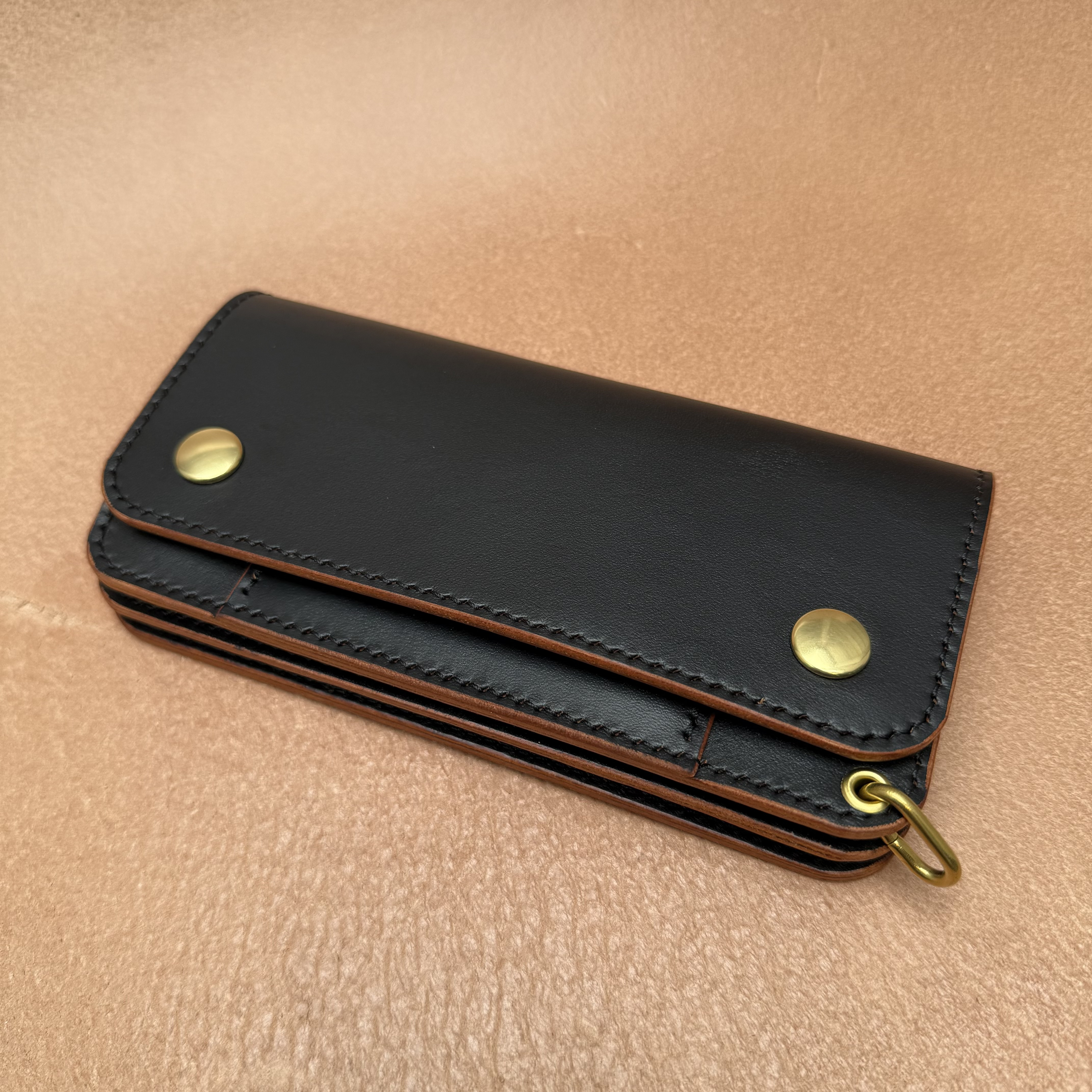 ロングトラッカーウォレット　真鍮　栃木レザー