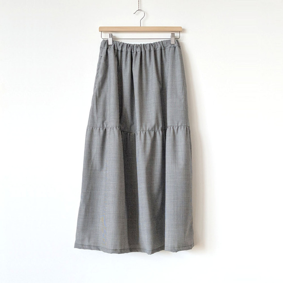 甘くない　大人のティアードスカート　(ギンガムチェック) 2枚目の画像