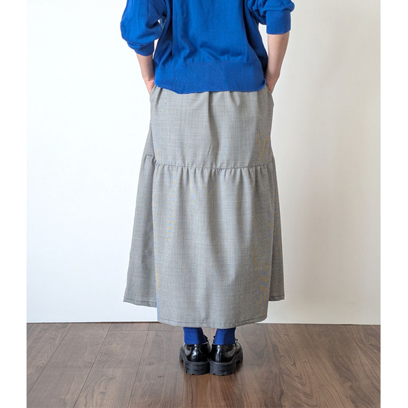 甘くない　大人のティアードスカート　(ギンガムチェック) 7枚目の画像