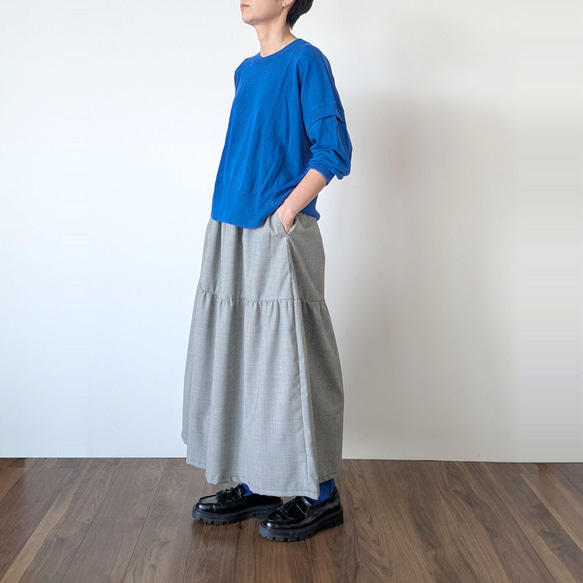 甘くない　大人のティアードスカート　(ギンガムチェック) 13枚目の画像