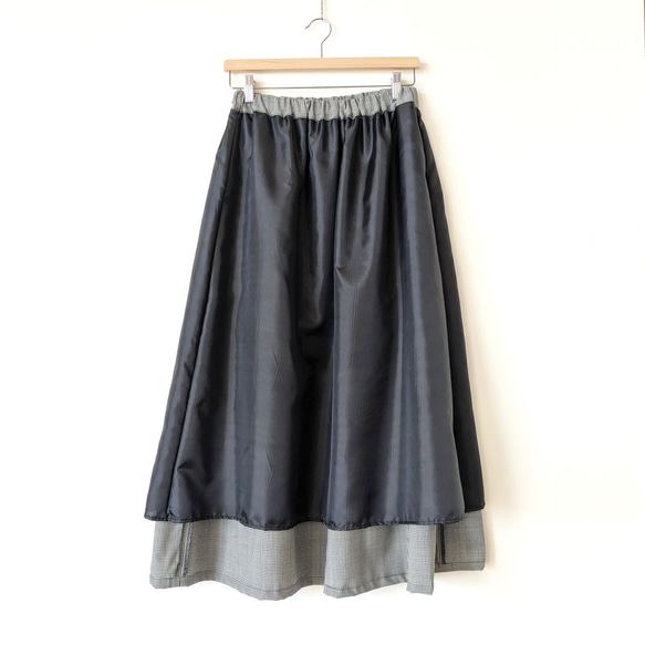 甘くない　大人のティアードスカート　(ギンガムチェック) 3枚目の画像