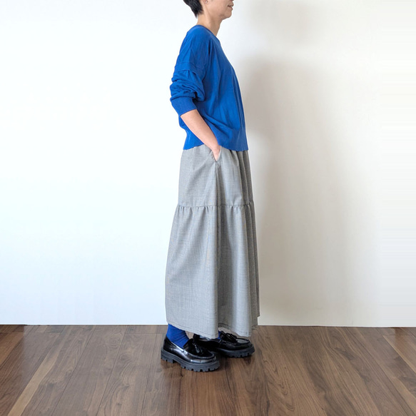 甘くない　大人のティアードスカート　(ギンガムチェック) 10枚目の画像