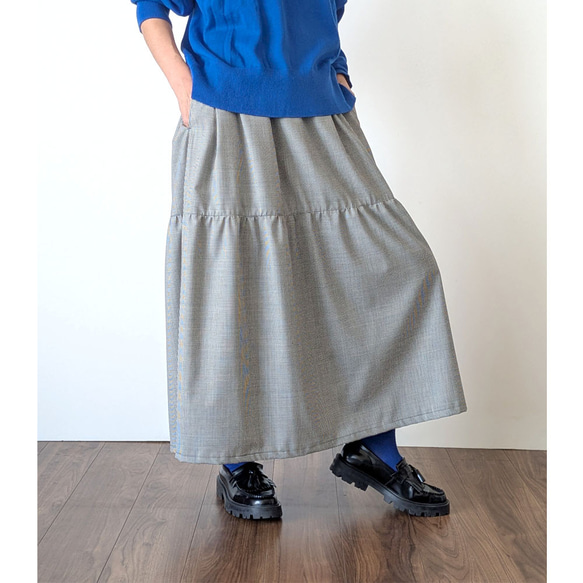 甘くない　大人のティアードスカート　(ギンガムチェック) 6枚目の画像