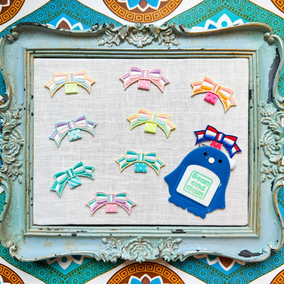 名札付けワッペン2枚セット【リボン】　色が選べます　通園通学　お名前ワッペン 1枚目の画像