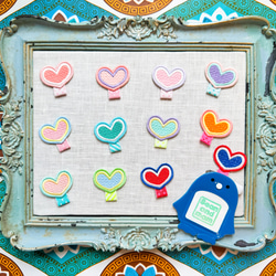 名札付けワッペン2枚セット【ハート】　色が選べます　通園通学　お名前ワッペン 1枚目の画像