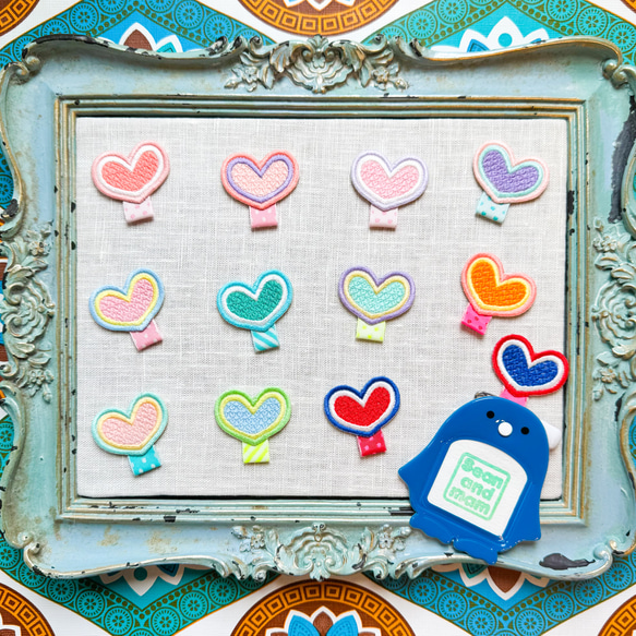 名札付けワッペン2枚セット【ハート】　色が選べます　通園通学　お名前ワッペン 1枚目の画像