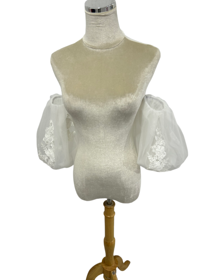 取り外し可能な付け袖 オフホワイト 魅惑の花レース ストレッチ 花嫁/ウェディングドレス