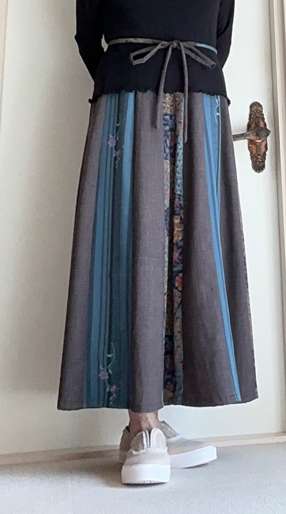 　フレアスカート16枚剥ぎ（着物リメイク）（丈86㎝） 7枚目の画像