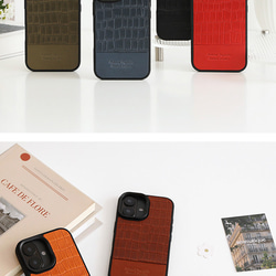 iPhoneケース 栃木レザー クロコ型押し バイカラー MagSafe対応 スマホケース スマホスタンド x2tmr 19枚目の画像