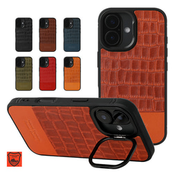 iPhoneケース 栃木レザー クロコ型押し バイカラー MagSafe対応 スマホケース スマホスタンド x2tmr 1枚目の画像