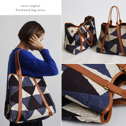 (送料無料)　新作　3wayトート バッグ　パッチワーク　甘織デニム　コットンチノ　革レザー　旅行ボストン鞄　P85A 1枚目の画像