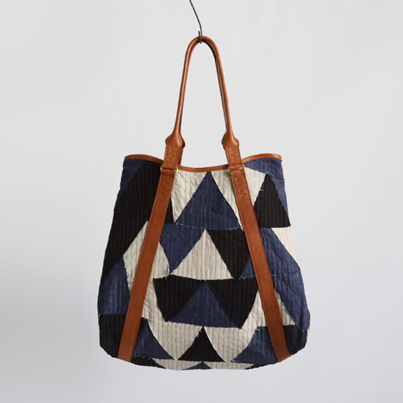 (送料無料)　新作　3wayトート バッグ　パッチワーク　甘織デニム　コットンチノ　革レザー　旅行ボストン鞄　P85A 4枚目の画像