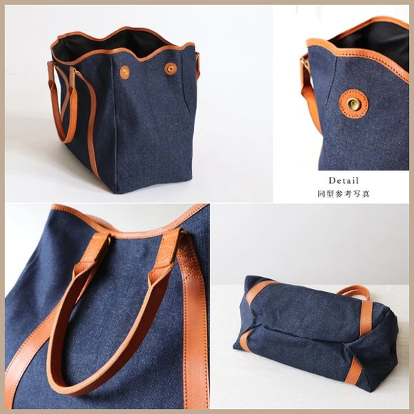 (送料無料)　新作　3wayトート バッグ　パッチワーク　甘織デニム　コットンチノ　革レザー　旅行ボストン鞄　P85A 9枚目の画像