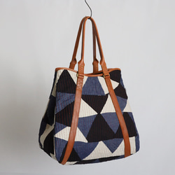 (送料無料)　新作　3wayトート バッグ　パッチワーク　甘織デニム　コットンチノ　革レザー　旅行ボストン鞄　P85A 3枚目の画像